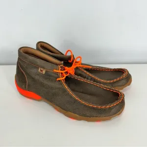 Twisted X Brown and Orange Chukka Boots with Moccasin Stitching