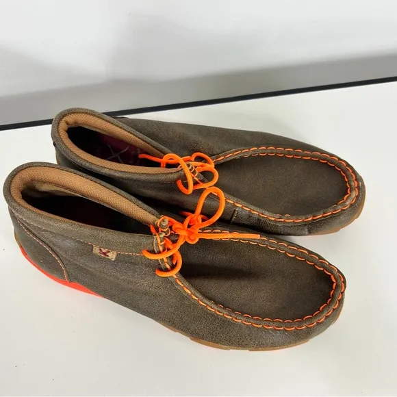 Twisted X Brown and Orange Chukka Boots with Moccasin Stitching