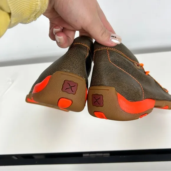 Twisted X Brown and Orange Chukka Boots with Moccasin Stitching