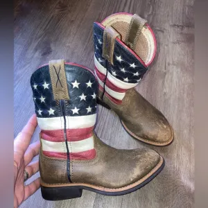 Twisted X Kids Boots with American Flag Design