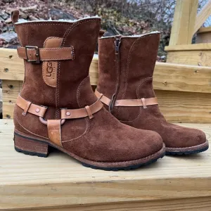 UGG Australia 5604 Brown Endell Harness Biker Surde Shearling boots