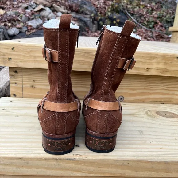 UGG Australia 5604 Brown Endell Harness Biker Surde Shearling boots