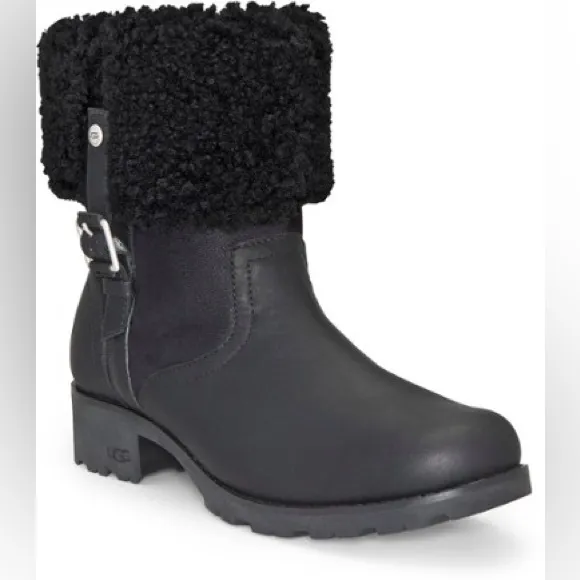 UGG Australia Bellvue 2 Heeled Black Boots New