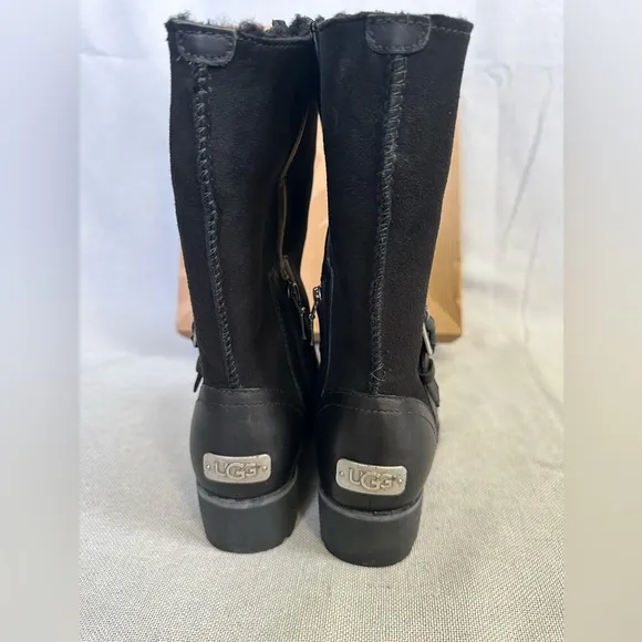 UGG Australia Bellvue 2 Heeled Black Boots New