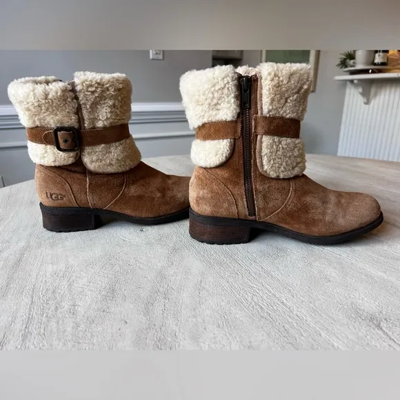 UGG Australia‎ Blayre II Suede Shearling Boots in Chestnut Women’s Size 7