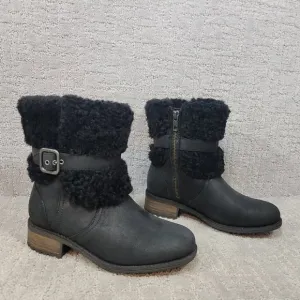 UGG Australia Blayre II Women's Size US 5 Black Leather Ankle Shearling Boots