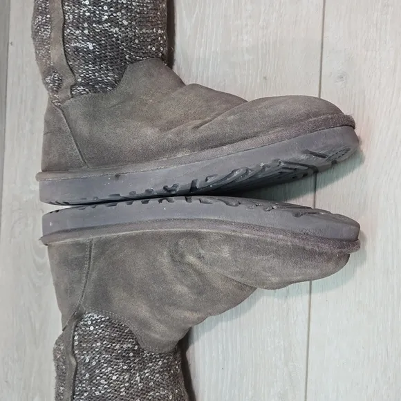 Ugg Australia Women Camaya Sequin knit sweater Leather Boots shoes sz 10