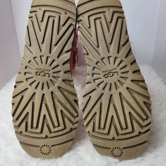 Ugg Australian Heirloom Women's Boots Size 8 Pink Canvas Lace Up Shoes