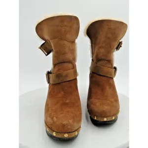 UGG Brea Chestnut Suede Pull On Clog Boots Size 5, Free Shipping!