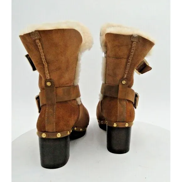 UGG Brea Chestnut Suede Pull On Clog Boots Size 5, Free Shipping!