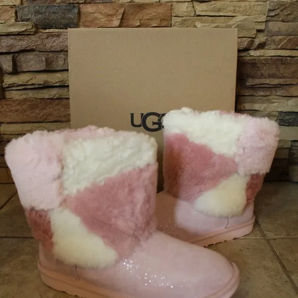 UGG Classic Short PATCHWORK‎ FLUFF Boots NEW!