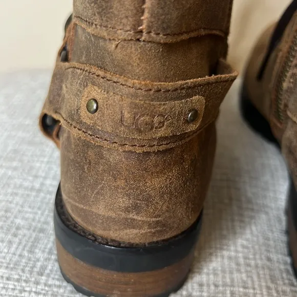 UGG FRITZI LACE-UPWATERPROOF LEATHERSHEEPSKIN ANKLE BLACK BOOTS EUR 42 US 11