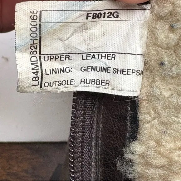UGG Hazelwood Brown Leather Combat Moto Boots Lace-Up Design Sherpa Lined 8.5