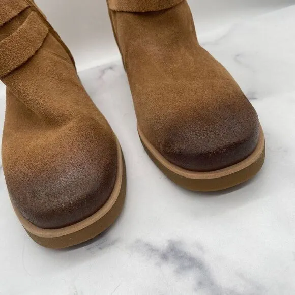 UGG Josefene Tan Suede Ankle Boots Womens Sz 7.5 Distressed Buckle Gorpcore