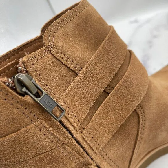 UGG Josefene Tan Suede Ankle Boots Womens Sz 7.5 Distressed Buckle Gorpcore