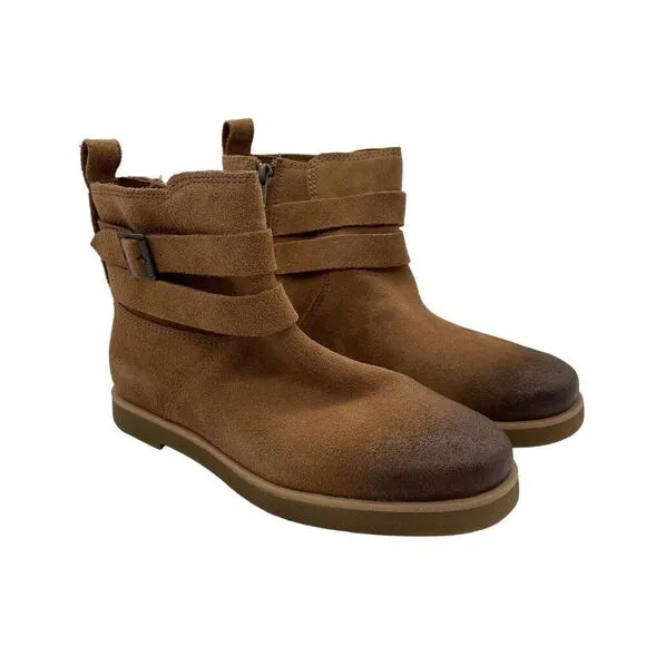 UGG Josefene Tan Suede Ankle Boots Womens Sz 7.5 Distressed Buckle Gorpcore