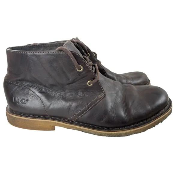 Ugg Men's Leighton Brown Leather Waterproof Crepe Sole Chukka Boots Sz 9M (3275)