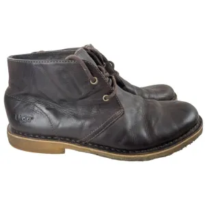 Ugg Men's Leighton Brown Leather Waterproof Crepe Sole Chukka Boots Sz 9M (3275)