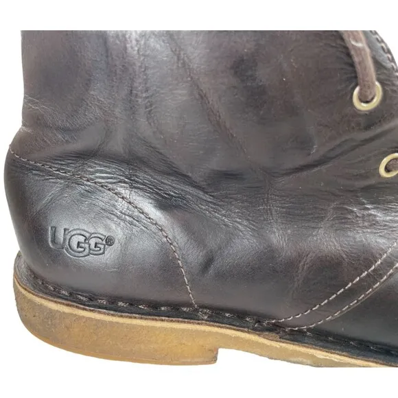 Ugg Men's Leighton Brown Leather Waterproof Crepe Sole Chukka Boots Sz 9M (3275)