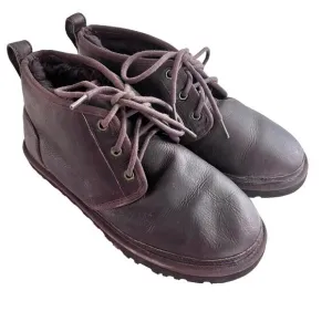 UGG Neumel Men’s Brown Leather Wool Chukka Ankle Boots Size 8