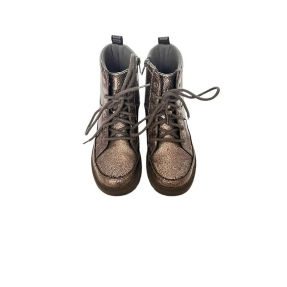 UGG Robley Glitter Boot Kids silver charcoal Lace Up Zipper