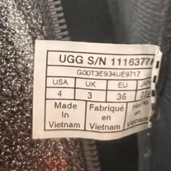 UGG Robley Glitter Boot Kids silver charcoal Lace Up Zipper