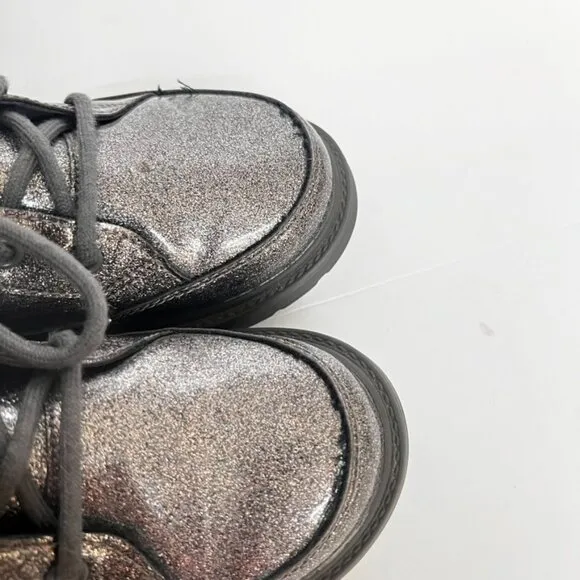 UGG Robley Glitter Boot Kids silver charcoal Lace Up Zipper