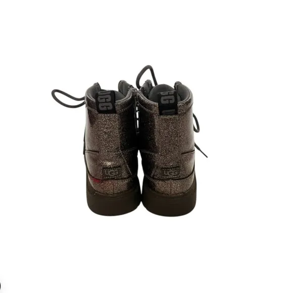 UGG Robley Glitter Boot Kids silver charcoal Lace Up Zipper