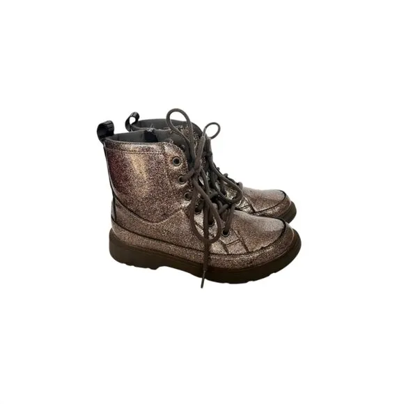 UGG Robley Glitter Boot Kids silver charcoal Lace Up Zipper