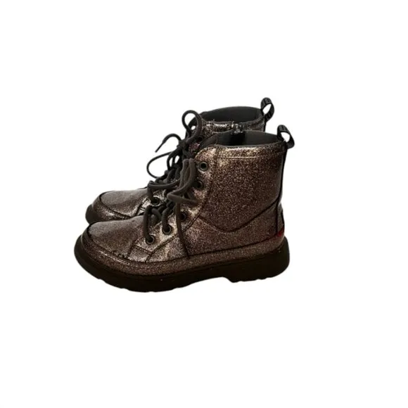 UGG Robley Glitter Boot Kids silver charcoal Lace Up Zipper