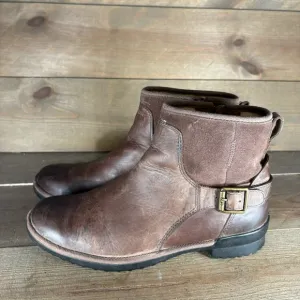 ugg selima womens size 8 shoes brown leather sherpa lined ankle boots