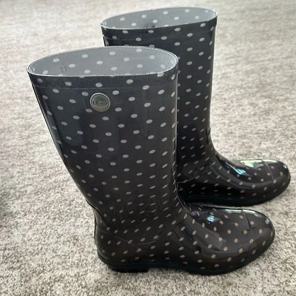 Ugg Shoes Ugg Australia Shaye Charcoal Polka Dot Tall Rubber Rain 11
