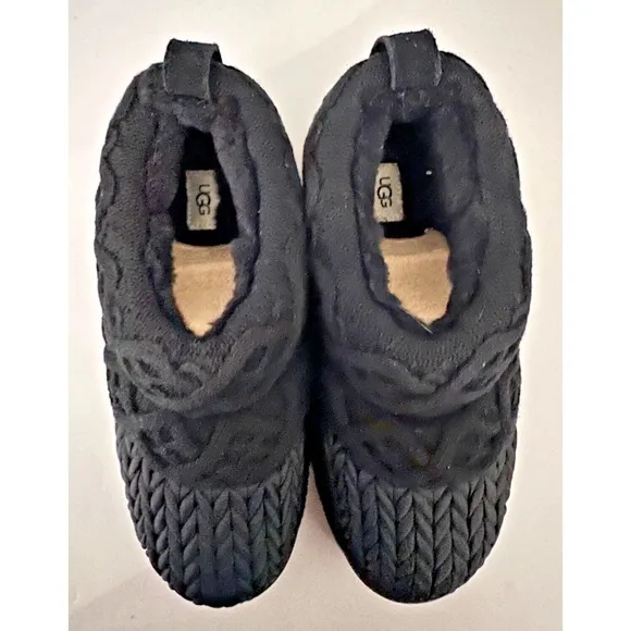 UGG TAZZ VILLA KNIT WOMEN BOOTS BLACK US 9 NEW IN BOX