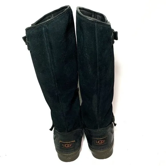 UGG Thomsen Women Leather Suede Waterproof Wool Lining Partial Zip Boots Size 8