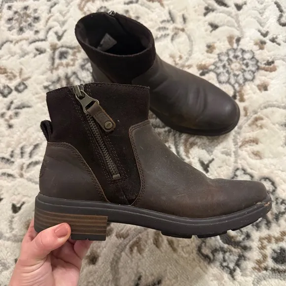 UGG Women’s Harrison Zip Brown Suede Ankle Boots