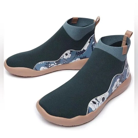 UIN Women's Shoes High Top Knitted Boots Sneaker (Belle De Nuit-agate Green)133