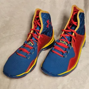 Under Armour High Top Basketball SUPERMAN Sneakers YOUTH SIZE 7  RED BLUE YELLOW