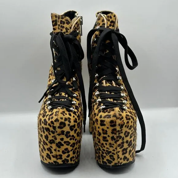 UNIF Hellbound Leopard Calf Hair Platform Booties