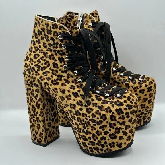 UNIF Hellbound Leopard Calf Hair Platform Booties