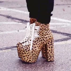UNIF Hellbound Leopard Calf Hair Platform Booties