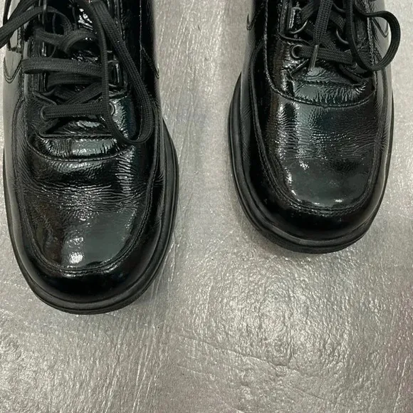 [US8]Mephisto Black Patent Leather Lace Up Comfort Shoes Sneakers-Made in France