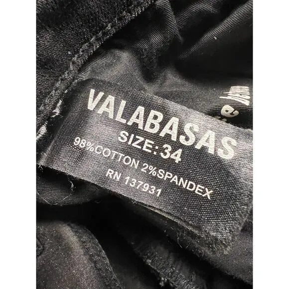 Valabasas Fury Black Stacked Distressed Flare Jeans Streetwear Grunge Size 34x36