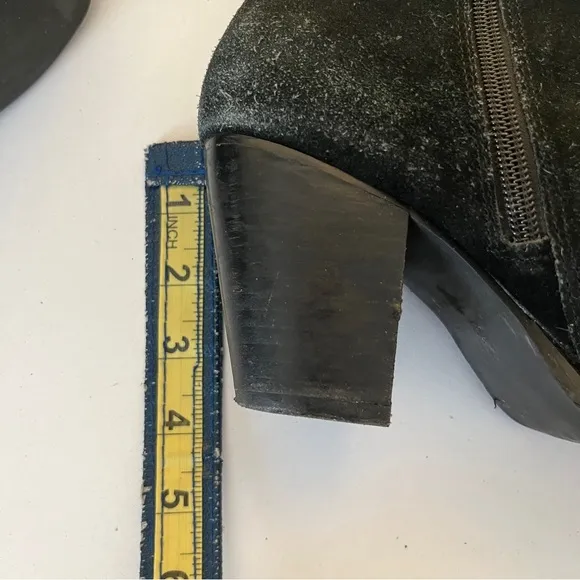 Van Velze &amp; Smith Cullinan Leather Suede Distressed Heeled Ankle Boots Black 7
