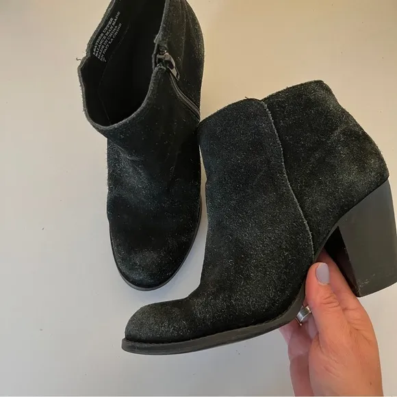Van Velze &amp; Smith Cullinan Leather Suede Distressed Heeled Ankle Boots Black 7