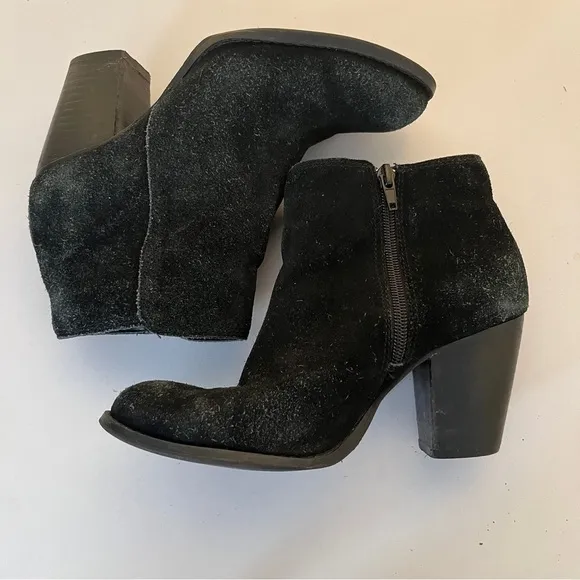 Van Velze &amp; Smith Cullinan Leather Suede Distressed Heeled Ankle Boots Black 7