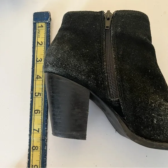 Van Velze &amp; Smith Cullinan Leather Suede Distressed Heeled Ankle Boots Black 7