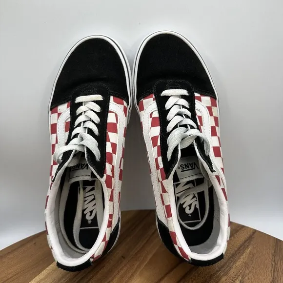 Vans Old Skool Checkerboard Low Top Shoes Suede Skater Casual Lace Women's 7.5