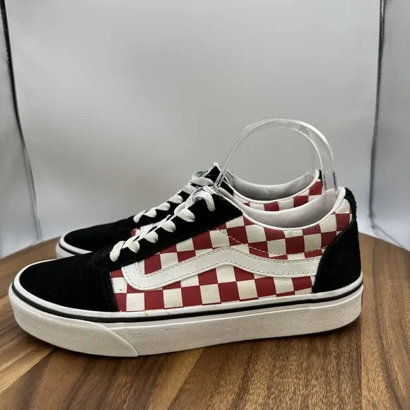 Vans Old Skool Checkerboard Low Top Shoes Suede Skater Casual Lace Women's 7.5