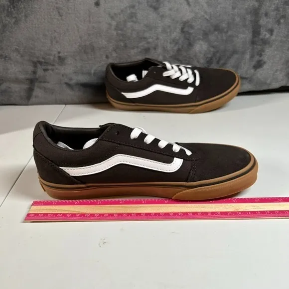 Vans Ward Low-Top Skate‎ Sneakers Brown Gum Sole Casual Shoes Kids Size 6