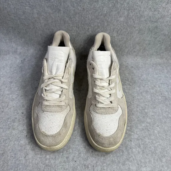 Veja Shoes Mens Size 7 V-10 White &amp; Cream Suede Casual Low Top Comfort Sneakers